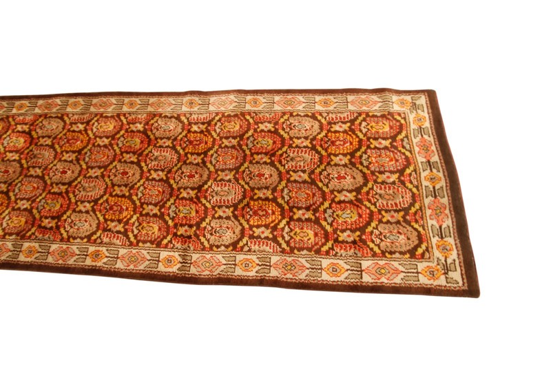 3x12 Antique Axminster Runner England Rare Brown Rug 92cm x 351cm C.1900 gallery