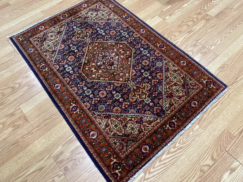 Red Navy Blue Ivory Caucasian Mahi Hand Knotted Wool Oriental Area Rug 3’x4’7” gallery