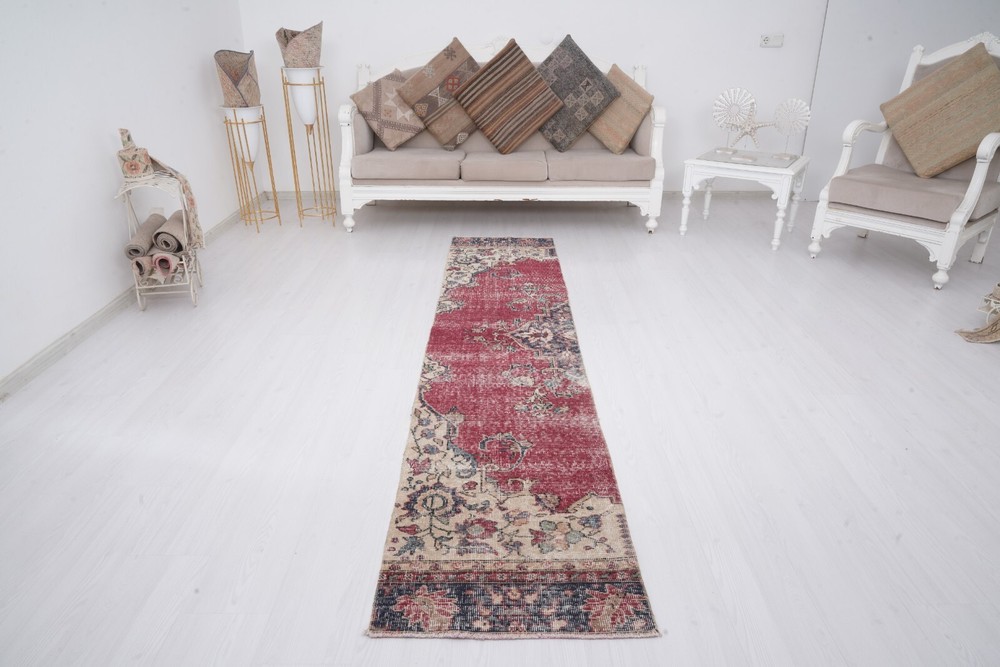Oushak Runner Rug Turkish Runner Rug Vintage Runner Rug 2x9 Handmade Runner 715
