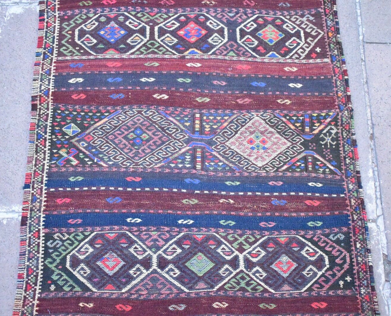 Vintage Rug 29'' x 75'' Turkish Soumak Herki Hallway Rug Kurdish Woven Area Rug gallery