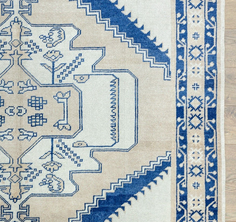 6.9x6.5 ft Oushak Square Rug, Vintage Style Turkish Handknotted Wool Area Carpet gallery