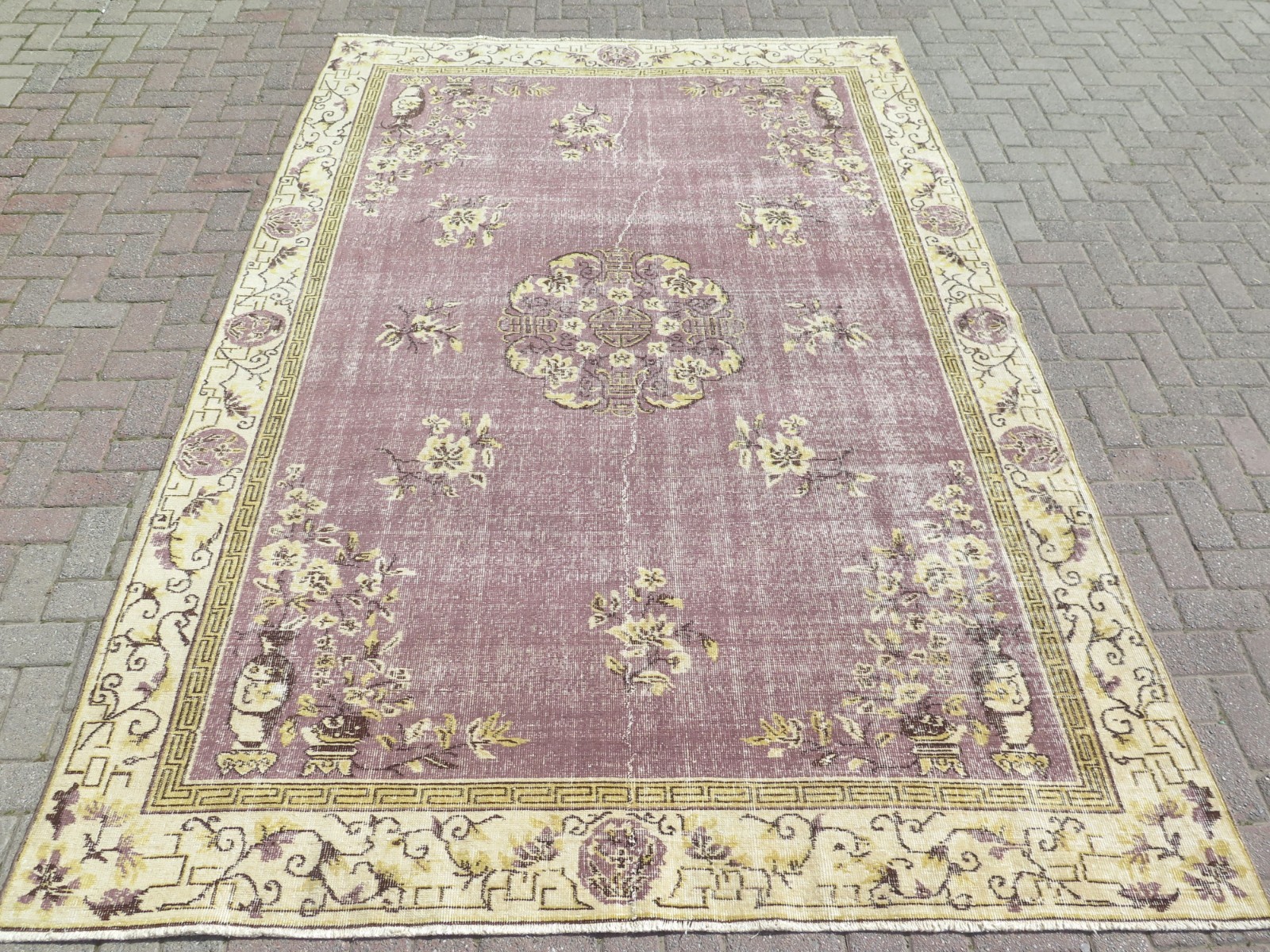 Vintage Turkish Carpet, Antique Area Rugs, Floor Carpet Handmade Rug 81"x122" gallery