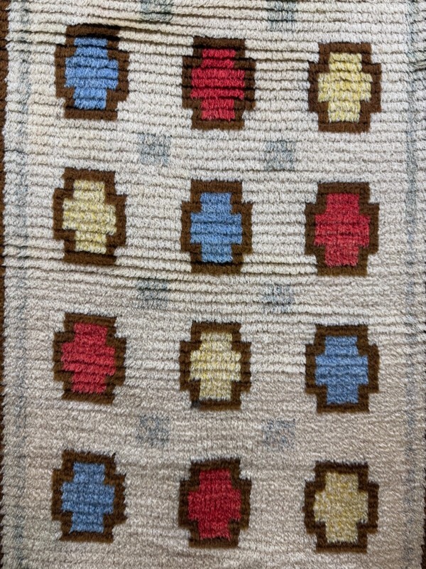 Vintage Mid Century Swedish Scandinavian Rya Shag Wool Rug WallHanging 120x71 Cm gallery