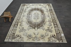 Oushak Turkish Vintage Rug 6×7 Kilim Rug Anatolian Handmade Boho Decor BEIGE