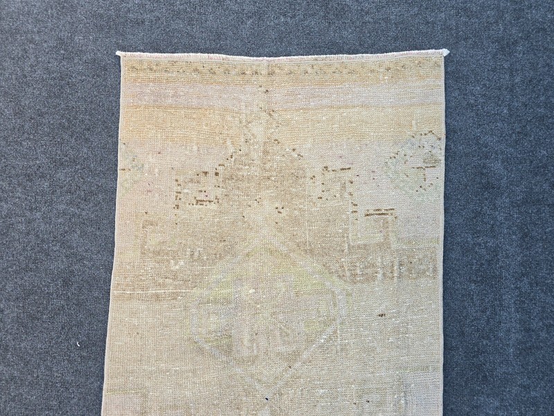 2' x 9' Vintage Neutral Runner Rug, Turkish Oushak Wool Beige Hallway Runner gallery