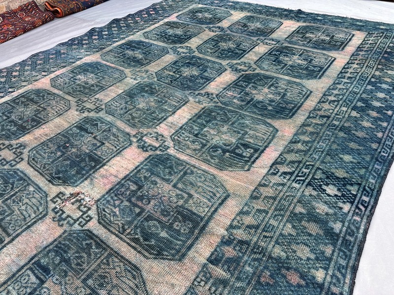 7x10 Antique Distressed Rug Low Pile Geometric Faded Handmade Living Room Carpet gallery
