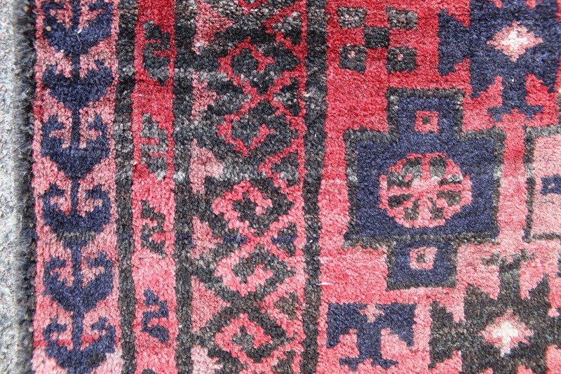 Vintage Hand Made Traditional Oriental Wool Red Short Runner 151x63cm gallery