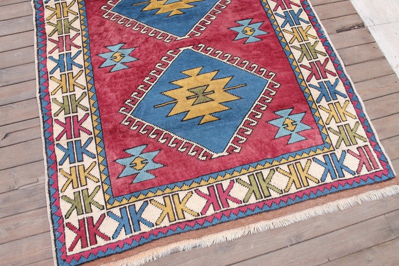 Turkish Rug 52''x87'' Handwoven Kars Carpet 133x222cm Wool Rug Modern Design Rug gallery