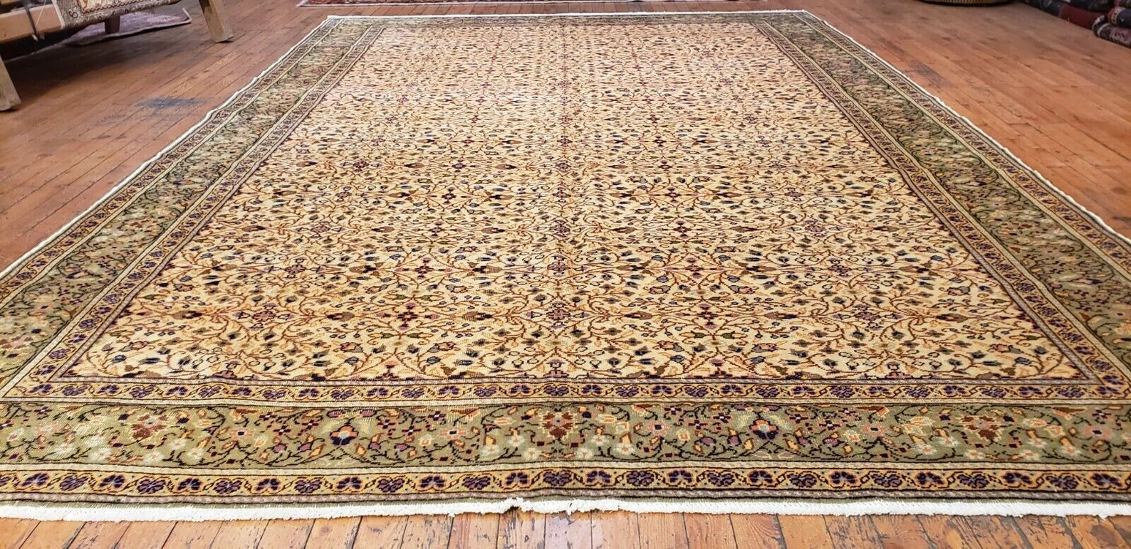 Masterpiece Antique 1920-1930's Wool Pile Natural Dyed Hereke Rug 6'6"×9'8" gallery