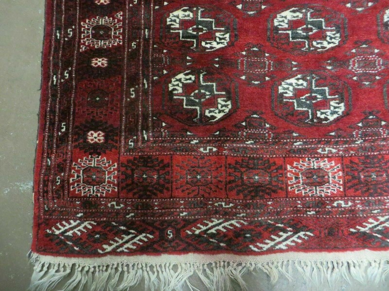 4' 5" X 5' 7" Semi Antique Handmade Afghan Yamud Turkoman Bokhara Wool Rug gallery