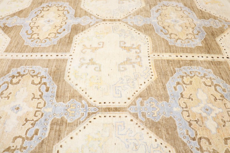 Modern Natural Wool Turkish Oushak Ushak Rug Size 10'4''x13'2'' gallery