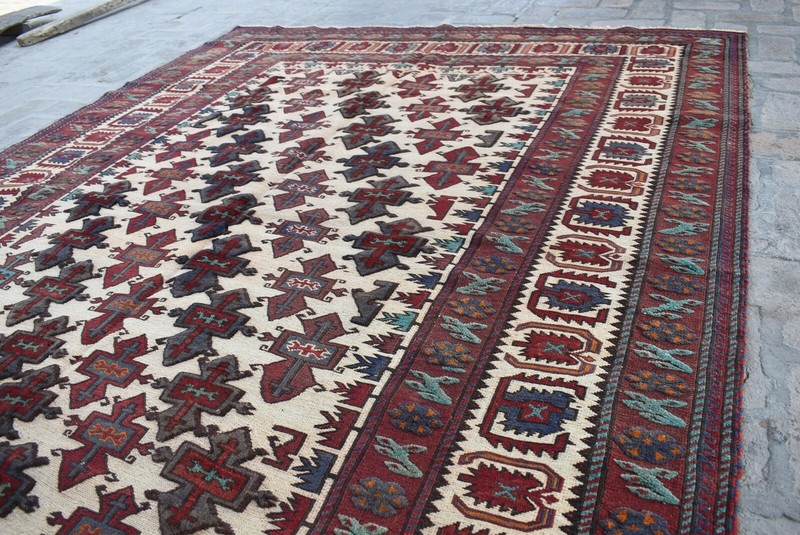 6'4 x 9'1 Best handmade vintage afghan tribal berjesta area rug, 100% wool rug gallery