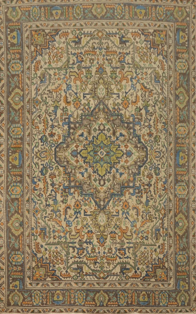 Traditional Geometric Vintage Handmade Wool Area Rug 6x9 ft for Living Room