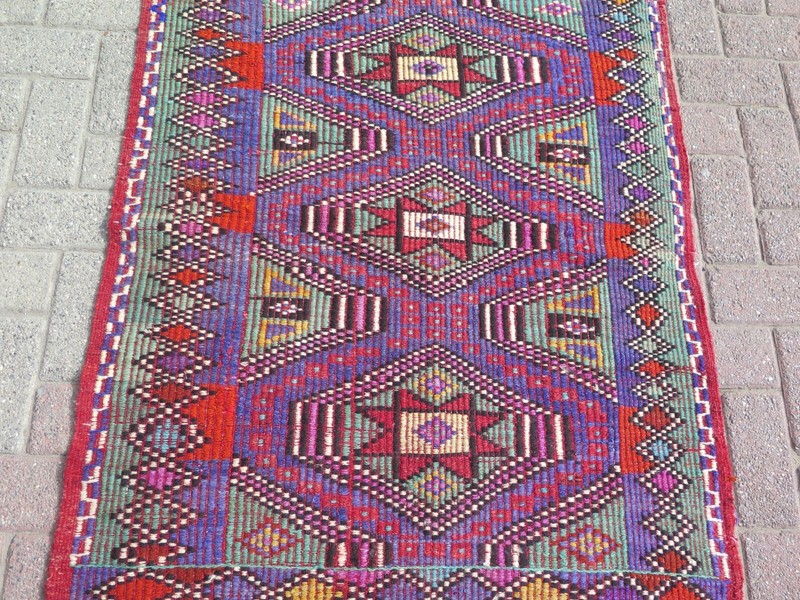 Area Small Rug, Vintage Turkish Small Kilim, Doormat, Bedroom Rug 37"X47" Carpet gallery