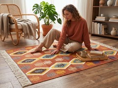 Handwoven Turkish Kilim Rug 3.9×5.5 ft Terracotta Tribal Wool – Designer Home