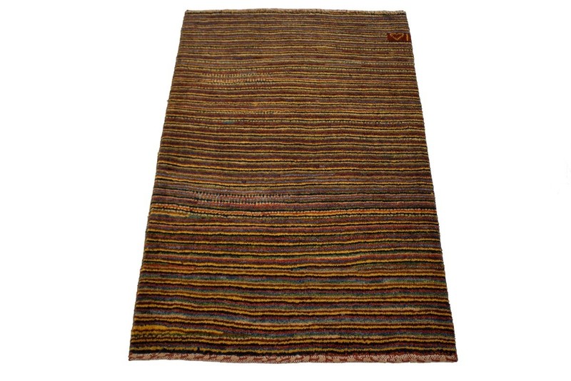 3X4 ft Signed Multicolored Stripes Gabbeh Rug Modern Tribal Kids Oriental Carpet gallery