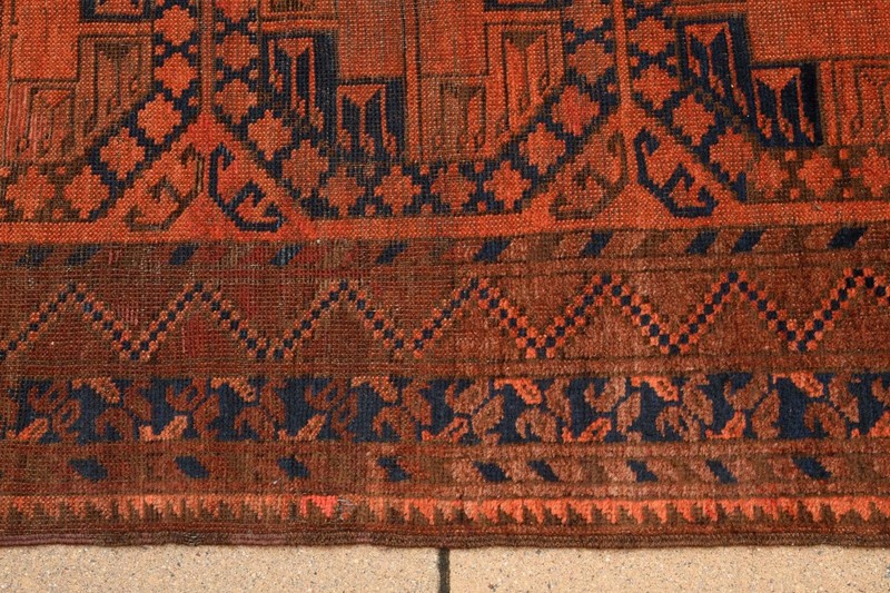 Antique Afghan Ersari Turkoman Hand-Knotted Wool Rug, Gul Design, 45 x 84 inches gallery