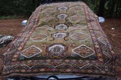 Vintage Caucasian handmade textile rug 5′ x 6’6″ wool warp