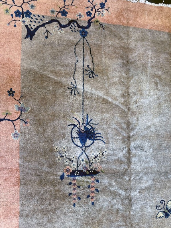 A Gorgeous Antique 7' x 8'-6" Art Deco Chinese Rug Circa 1920 gallery