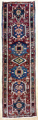 Vintage Karajeh Tribal Hand Knotted Wool Runner 2×8 Red Geometric Oriental Boho