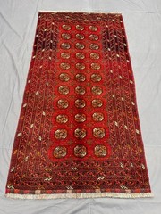 3’5×6’9 ft Turkoman Bokhara All-Over Elephant Foot Gul Handknotted Vintage Rugf