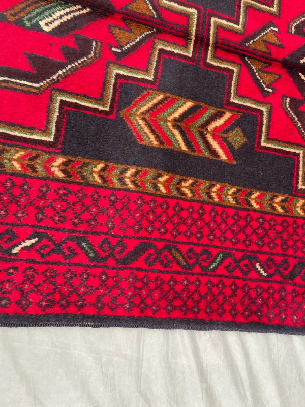 2'10x4'9 ft Vintage Turkmen Hand Knotted Wool Red Black Dual Medallion Area Rug gallery