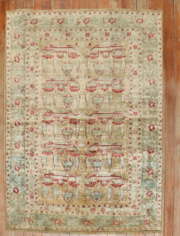 Antique Authentic Angora Turkish Oushak Ushak Rug Size 3'2''x4'2'' gallery