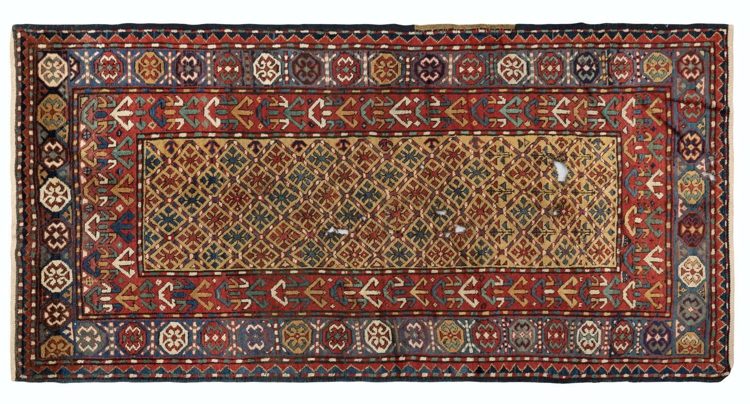 4.4x8.4 Ft Antique Gendje Shirvan Rug, East Caucasus, Late 19th Century gallery