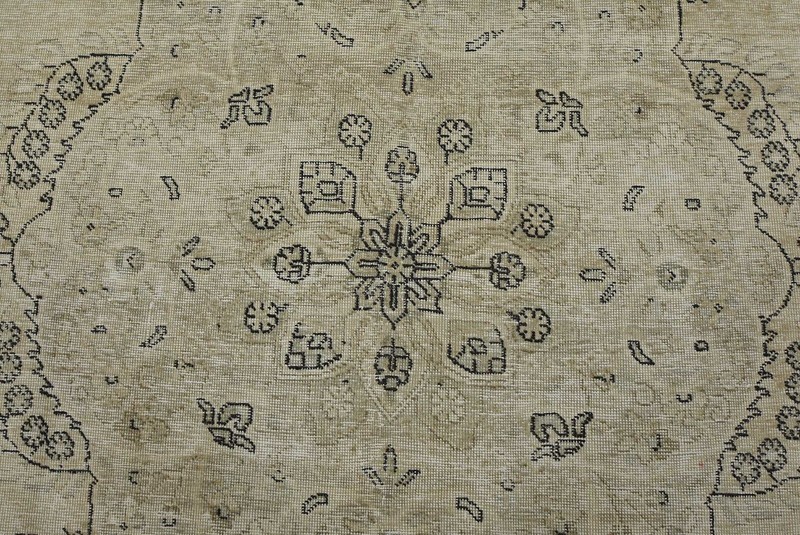 Tabrizi Rug 9'7'' x 13'1'' Beige Wool Vintage Distressed Hand-Knotted Carpet gallery