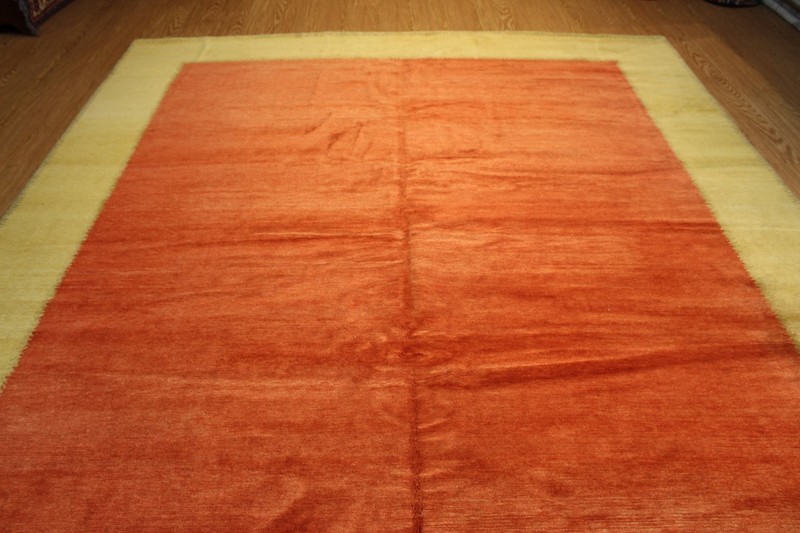 9' X 12' HANDMADE WOOL RUG, Tibetan Modern yellow, gold, orange colors Pm75 gallery