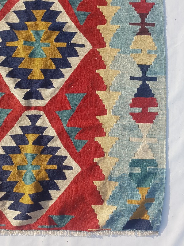 Fine Vintage Traditional Hand Made Oriental Wool Multicolor Kilim 172x113cm gallery