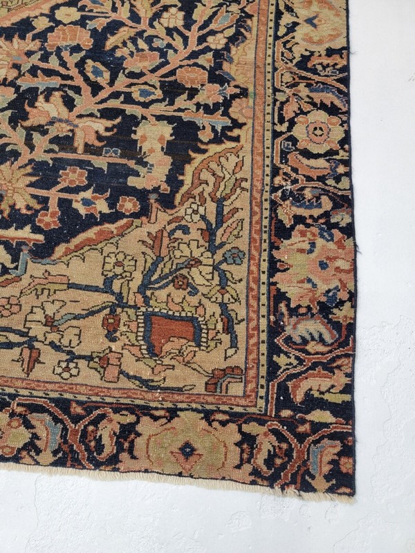 Antique Oriental Hand-Knotted Wool Area Rug Blue/Light Green/Beige 4'6" x 6'4" gallery