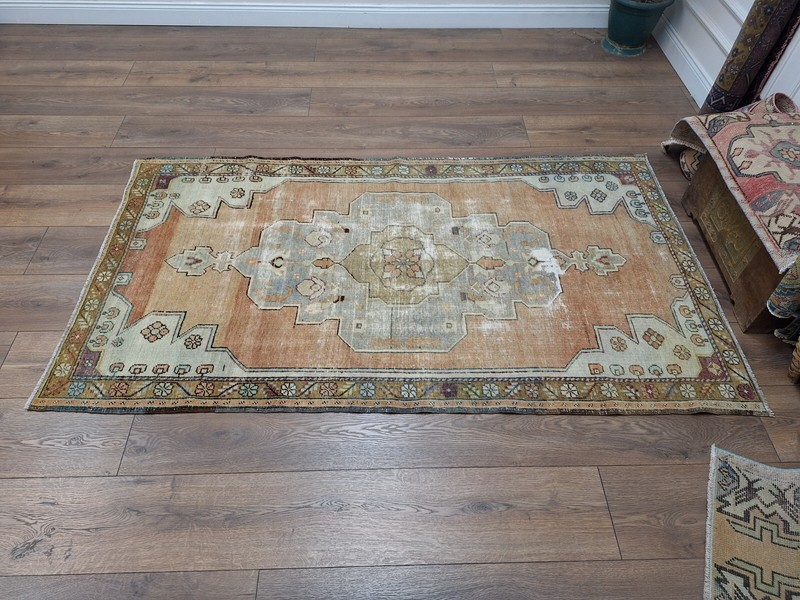 3.7x7.2 ft Orange Turkish Rug, Anatolian Rug, Oriental Rug, Antique Wool Rug gallery