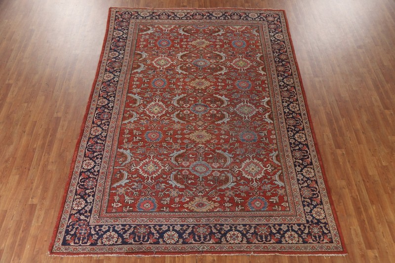 Pre-1900 Vegetable Dye Antique Rug 8x11 Wool Hand-knotted Living Room Carpet gallery