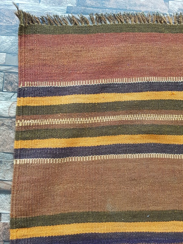 Vintage Handmade Traditional Lovely Striped Kilim Floor Rug Carpet 166x138 cm gallery