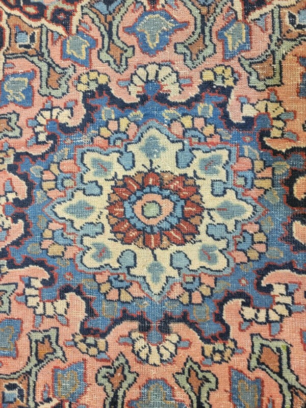 Antique Oriental Hand-Knotted Wool Area Rug Khoy Rust/Navy Blue 7'2" x 10'1" gallery