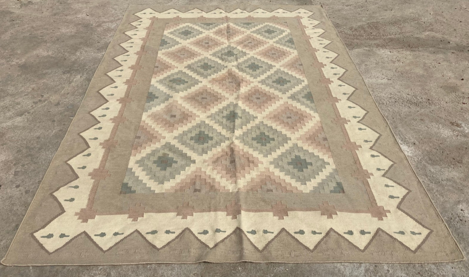 Vintage Traditional Handmade Turkish Tribal Flat Wool Kilim Floor Rug 270x176 cm gallery
