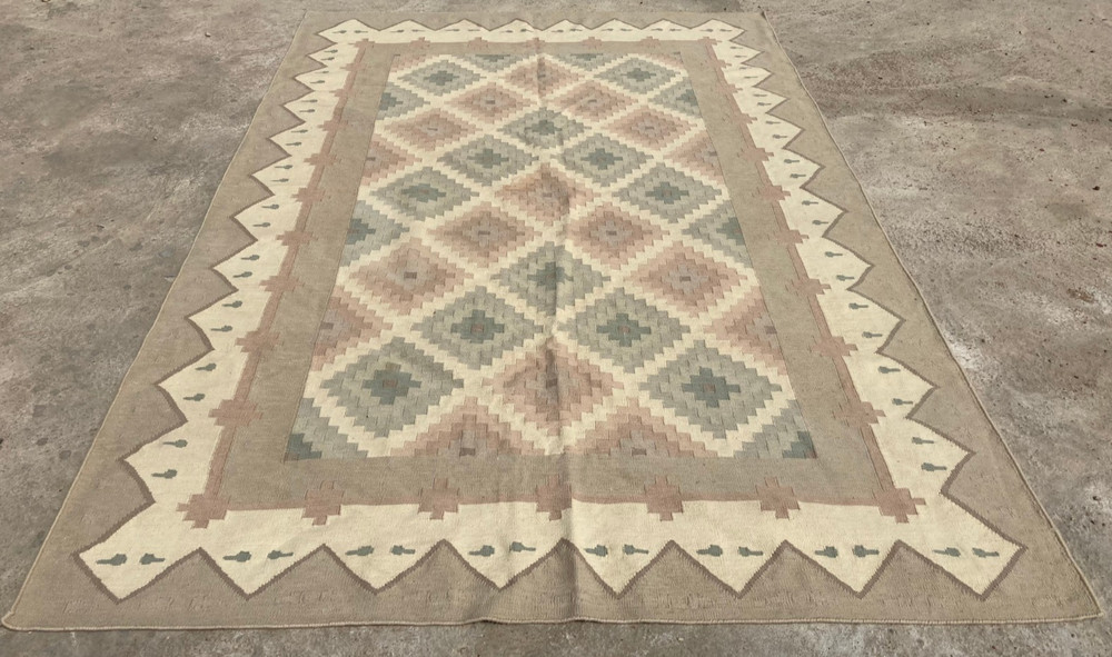 Vintage Traditional Handmade Turkish Tribal Flat Wool Kilim Floor Rug 270x176 cm