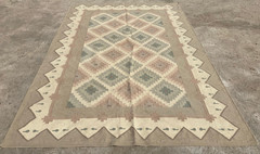 Vintage Traditional Handmade Turkish Tribal Flat Wool Kilim Floor Rug 270×176 cm