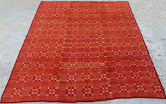 Vintage Handmade Geometric Traditional Wool Flatweave Rug 203×194 cm
