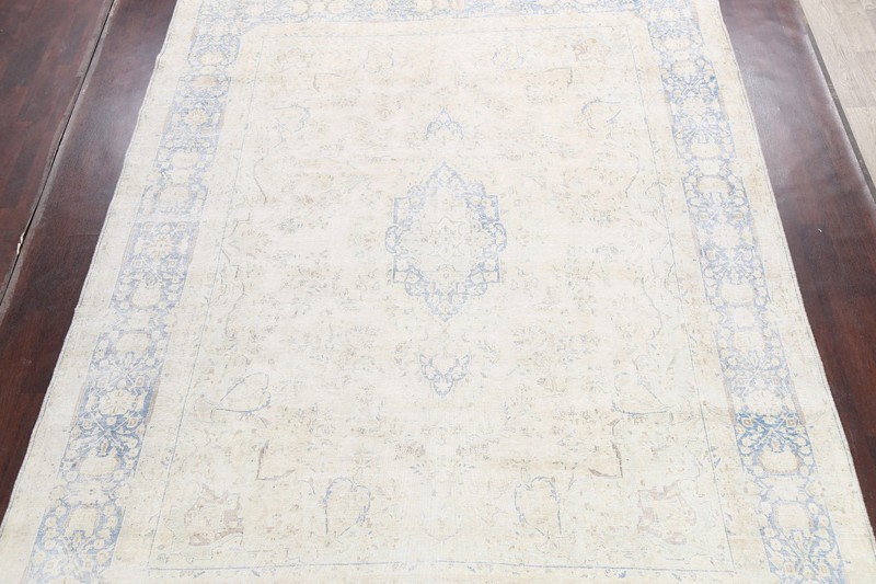 Muted Distressed Handmade Area Rug 10x13 Ft Beige Wool Carpet Oriental Rug gallery