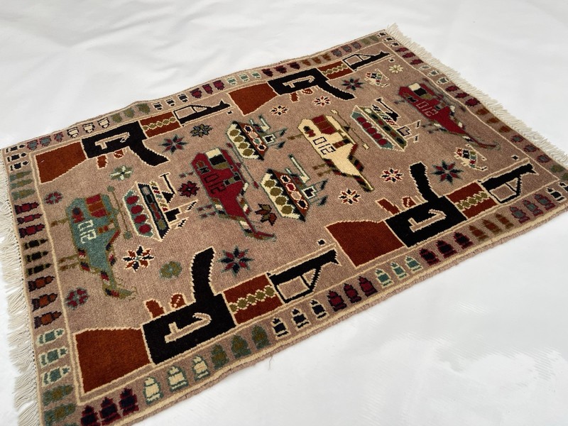 91x63 Cm Afghan War Rug War Rug Beautifully Made Wool Rug Handicrafts #366 gallery