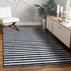 Moroccan Area Rugs Navy Striped Modern Living Room Carpet Quality Large Carpets