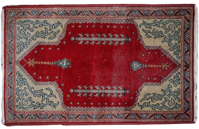 Handmade antique Turkish Konya rug 2.9' x 3.5' (69cm x 108cm) 1920s - 1C500 gallery