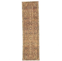 Semi-Antique Oriental Runner Rug Muted Floral Design Kitchen Carpet 3X10 ft