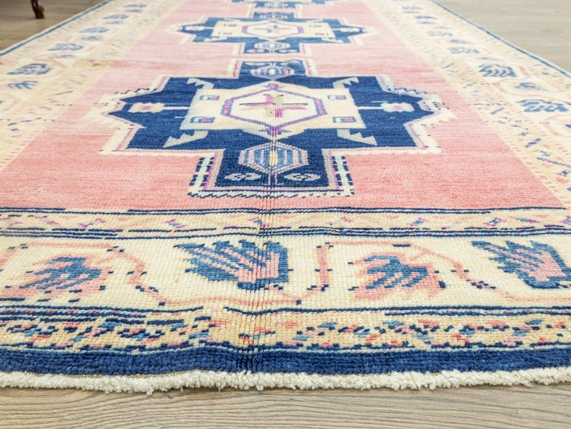 Vintage Turkish wide and long runner 4.3x12.5 ft Hand-knotted Oushak Area Rug gallery