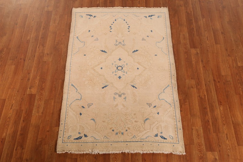 Vintage Traditional Handmade Wool Rug 3x5 ft Muted Color Carpet gallery