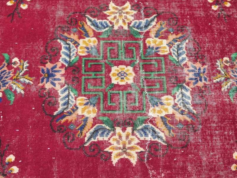 Vintage Anatolia Carpet, Distressed Burgundy Rug, Handmade Floor Rugs 69"x106" gallery