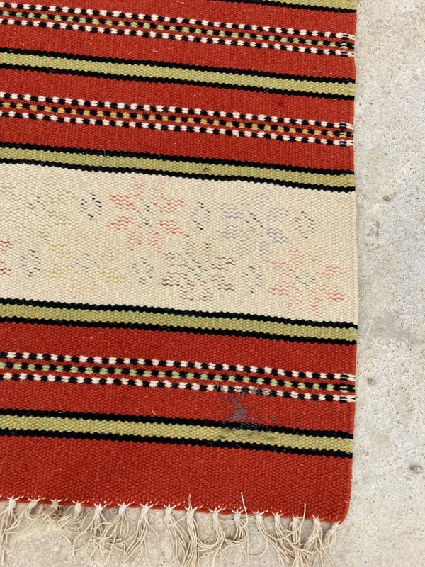Vintage Traditional Handmade European Strip Flat Wool Kilim Floor Rug 117x62 cm gallery