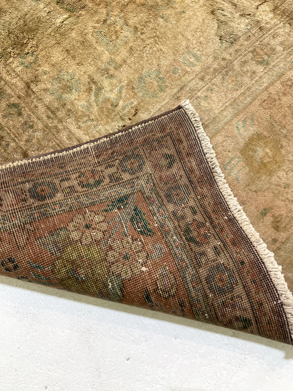 Antique Oriental Hand-Knotted Wool Area Rug Blue/Beige/Terracotta 9'7" x 13' gallery
